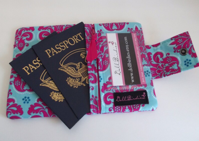 Dollbirdies Small Passport Wallet With ID Window and Zipper Etsy