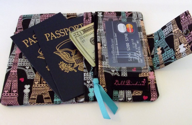 Dollbirdies Small Passport Wallet With ID Window and Zipper Etsy