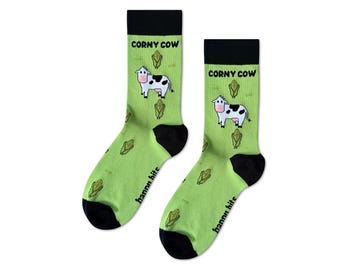 Corny Cow Bamboo Socks, Cow Print