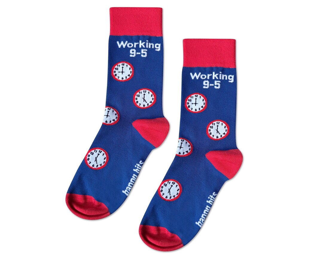 Working 9-5 Bamboo Socks, Clock Print, Gift for Colleagues - Etsy