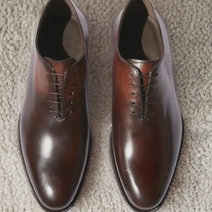 Sapatos sociais masculinos de couro legítimo feitos à mão, bege, marrom, corte inteiro