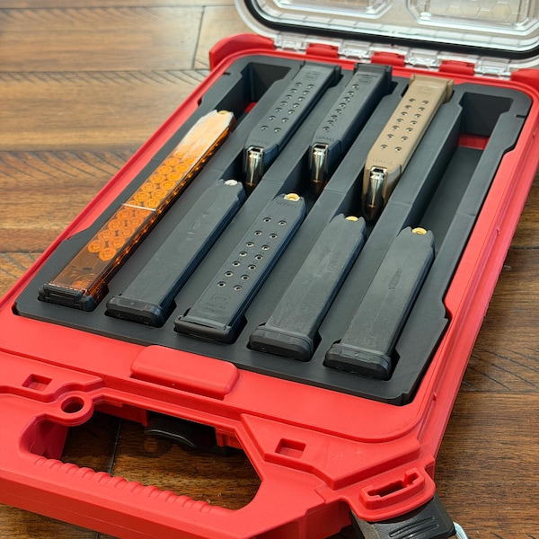 Milwaukee PACKOUT Glock Magazine Storage - HOLDS 10x MAGS! Slim Organizer Insert - Glock - Pmag - 9mm