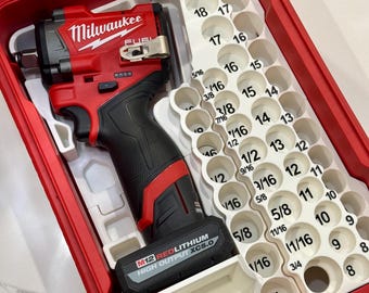 M12 FUEL 3/8&quot; or 1/2&quot; Impact Milwaukee Packout Insert | GEN 2 (2563-20) SUPPORTED!!! | Tool Organization | Custom Insert Packout 48-22-8435