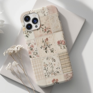 Patroon patchwork telefoonhoesje bloem collage girly cadeau kunst cover voor iPhone 17 16 15 14 13 12 Pro Max Samsung s26 s24 s25 Google Pixel 8 9