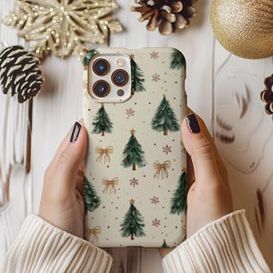 Christmas Tree Phone Case Retro Design Vintage Pattern Xmas Cover for iPhone 17 16 15 14 13 12 Pro Max Samsung s23 s24 s25 Google Pixel 8 9