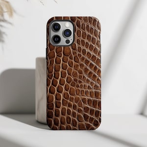 Telefoonhoesje met leren print, dierenhuid, krokodil/slangenprint, geschikt voor iPhone 18 17 16 15 14 Pro Max, Samsung S26 S25 S24 en Google Pixel 8 9.