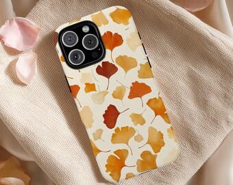 Ginkgo Leaf Phone Case Cottagecore Boho Cute Gift for Her Fall Cover for iPhone 16 15 14 13 12 Pro Max Samsung s26 s24 s25 Google Pixel 8 9