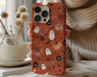 Halloween Ghost Phone Case Aesthetic Fall Pumpkin Bat Trendy Cover for iPhone 16 15 14 13 12 Pro Max Samsung s26 s24 s25 Google Pixel 8 9