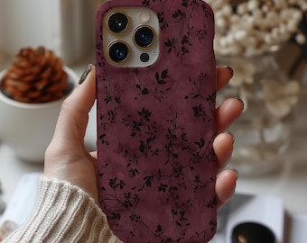 Burgundy Dark Academia Phone Case Autumn Botanical Gift For Her Cover for iPhone 17 16 15 14 13 Pro Max Samsung s26 s24 s25 Google Pixel 8 9