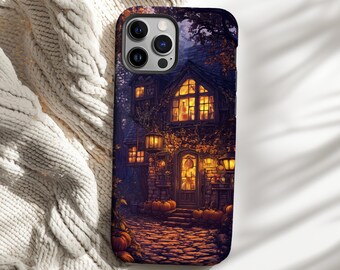 Halloween Cottage Phone Case Spooky Haunted House Gift for Her Cover for iPhone 16 15 14 13 12 Pro Max Samsung s26 s24 s25 Google Pixel 8 9
