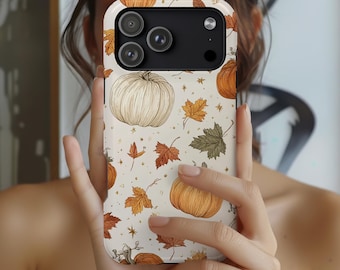 Fall Pumpkins Phone Case Food Autumn Harvest Leaves Phone Cover for iPhone 17 16 15 14 13 12 11 Pro Max Samsung s23 s24 s25 Google Pixel 8 9
