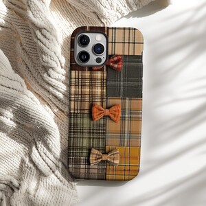 Karierte Patchwork-Handyhülle im Landhausstil – Herbstliches Design, niedlich und rustikal – für iPhone 17, 16, 15, 14, 13 Pro Max, Samsung S26, S24, S25, Google Pixel 8 und 9