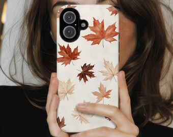 Fall Leaves Phone Case Aesthetic Cottagecore Trendy Autumn Art Cover for iPhone 16 15 14 13 12 Pro Max Samsung s26 s24 s25 Google Pixel 8 9