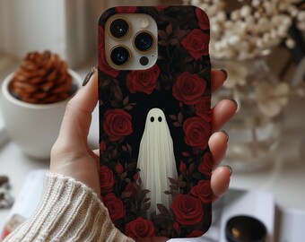 Ghost Phone Case Red Rose Aesthetic Gothic Cute Gift for Women Cover for iPhone 16 15 14 13 12 Pro Max Samsung s26 s24 s25 Google Pixel 8 9
