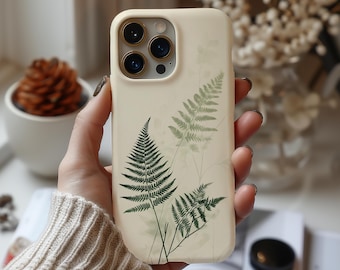 Fern Phone Case Botanical Cottagecore Aesthetic Gift for Her Fall Cover for iPhone 16 15 14 13 Pro Max Samsung s26 s24 s25 Google Pixel 8 9