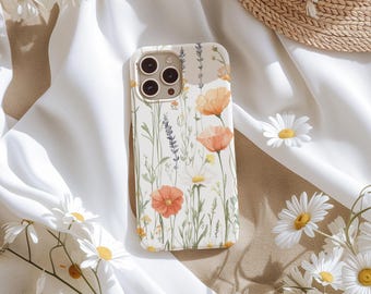 Spring Flower Phone Case Summer Red Floral Vintage Design Cover for iPhone 17 16 15 14 13 12 Pro Max Samsung s26 s24 s25 Google Pixel 8 9