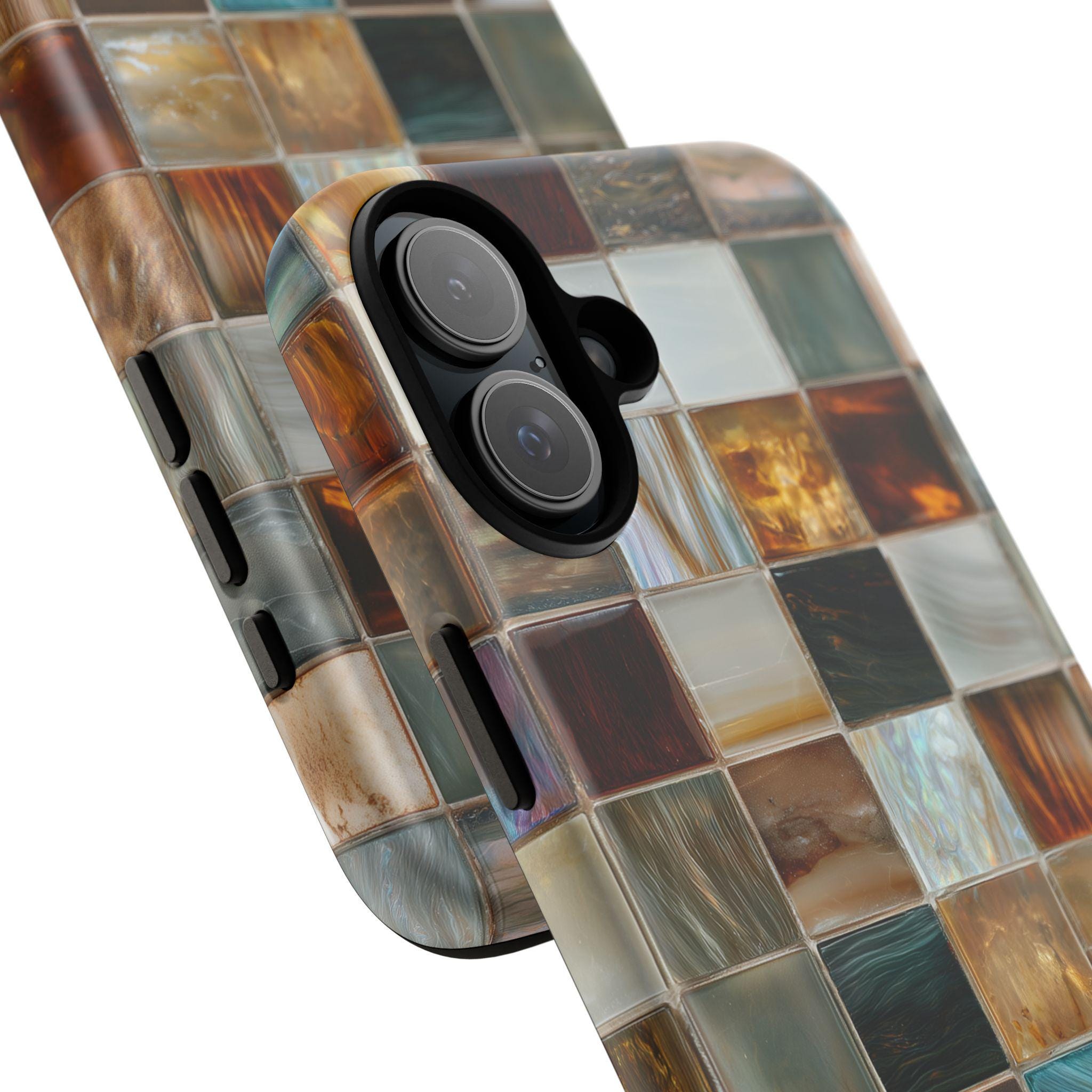 Mosaic Print Phone Case Tile Elegant Colorful Square Design Cover for ...