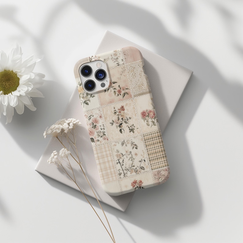 Colorful pattern patchwork phone case with floral collage and artistic girly design, perfect phone cover for iPhone 16, iPhone 15, iPhone 14, iPhone 13, and iPhone Pro Max. Compatible with Samsung Galaxy S23 S24 S25 Ultra and Google Pixel 8 9 Pro. This tough case offers reliable protection while staying stylish. A great gift for her, combining creativity and function. Trendy and durable phone case, ideal phone cover for everyday elegance.