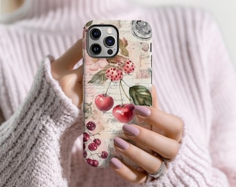 Cherry Fruit Phone Case Summer Vintage Vibe Nature Design Cover for iPhone 17 16 15 14 13 12 Pro Max Samsung s26 s24 s25 Google Pixel 8 9