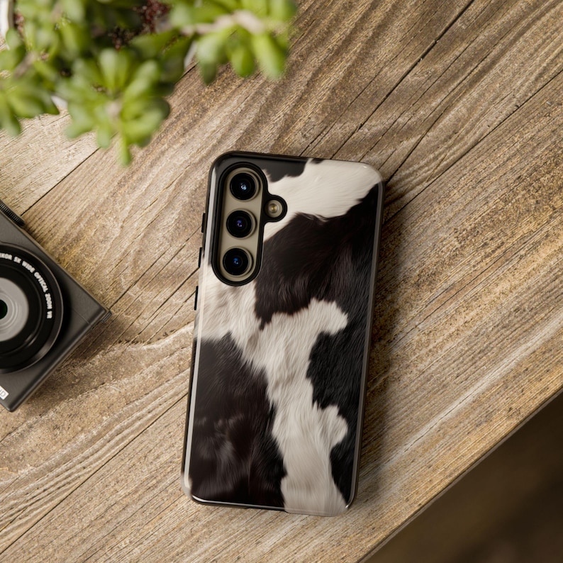Cowhide Phone Cover Black White Animal Pattern Cow Style Art Case for iPhone 17 16 15 14 13 12 Pro Max Samsung s26 s24 s25 Google Pixel 8 9 image 7