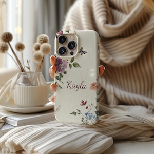 Customized Flower Phone Case Pastel Individual Own Gift Name Cover for iPhone 16 15 14 13 12 11 Pro Max Samsung s23 s24 s25 Google Pixel 8 9