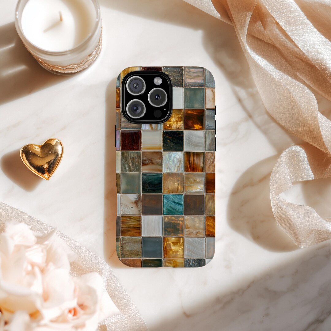 Tile Phone Case Mosaic Print Phone Case Tile Elegant Colorful Square Design Cover for ...