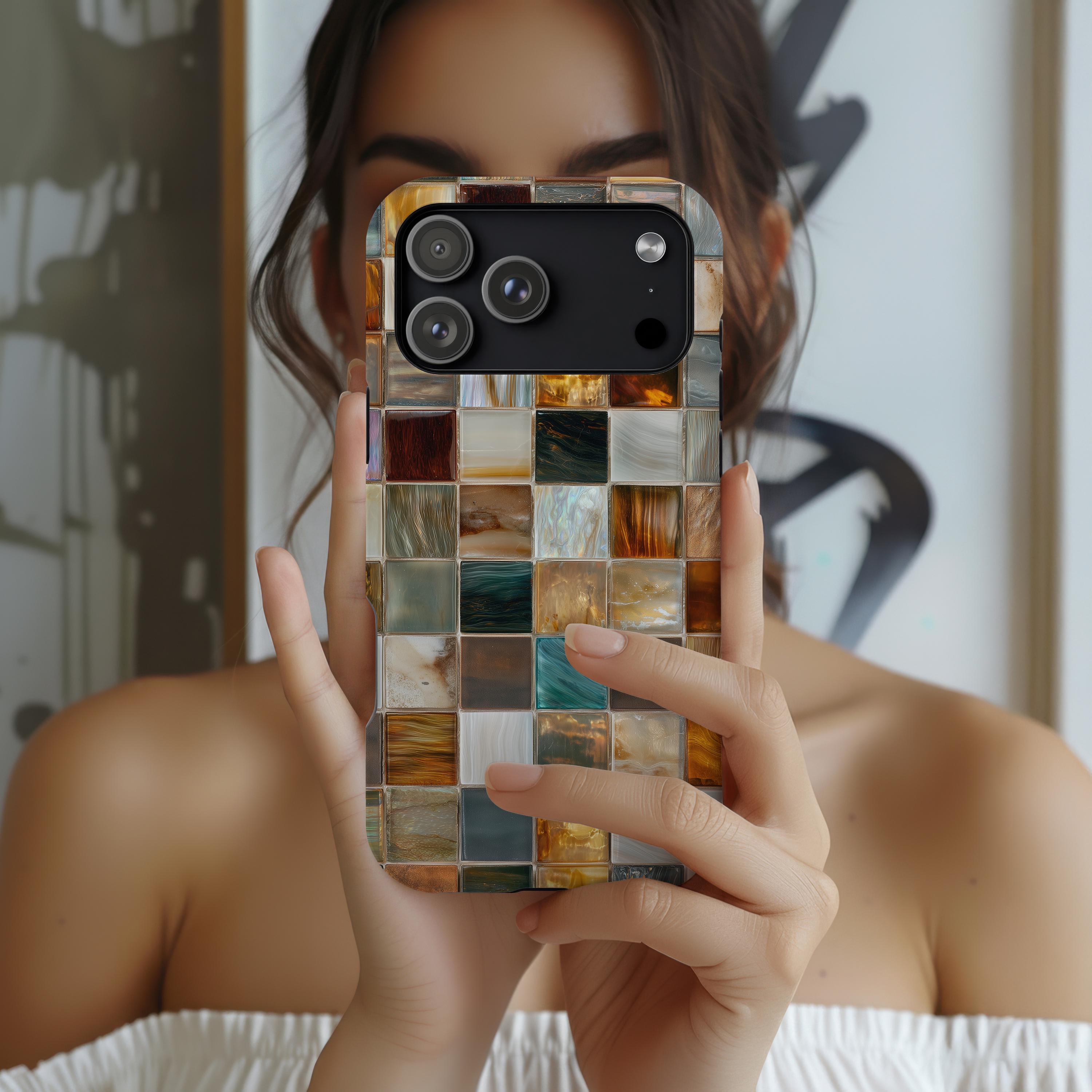 Tile Phone Case Mosaic Print Phone Case Tile Elegant Colorful Square Design Cover for ...