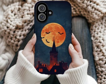 Gothic Moon Phone Case Dark Academia Aesthetic Halloween Bat Cover for iPhone 16 15 14 13 12 Pro Max Samsung s26 s24 s25 Google Pixel 8 9