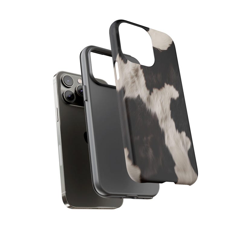 Cowhide Phone Cover Black White Animal Pattern Cow Style Art Case for iPhone 17 16 15 14 13 12 Pro Max Samsung s26 s24 s25 Google Pixel 8 9 image 5