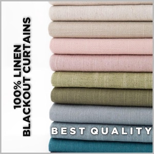 Extra Wide Linen Blackout Curtains – 100% Full Light Blocking Drapes for Living Room & Bedroom, Custom Size Window Panels