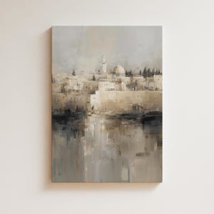 Jerusalem City In Style Of Oil Painting, Bible Wall Art, Printable painting, Modern religious wall art, Christian Art Print