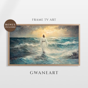 Christian Frame Tv Art, Jesus Walking on Water, Religious Art, Samsung Frame TV Art, Bible Tv Art, Jesus TV Art, Christ Tv, Digital | TV242