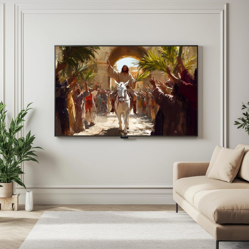 Christian Frame Tv Art, Jesus Entry Into Jerusalem, Religious Art ...