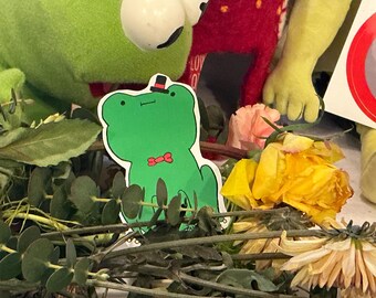 Pegatina de Bob la rana. Vinilo hecho a mano y pegatina laminada.