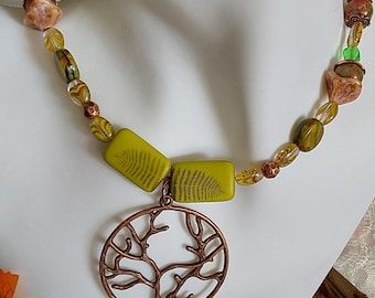 Copper Tree of Life Necklace • Fern Leaf Pendant • Nature Jewelry