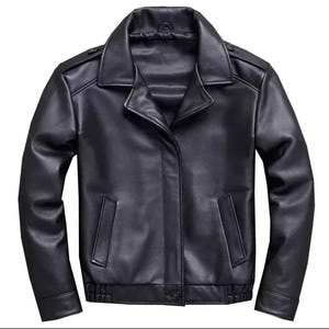 Mens Real Black Lambskin Leather Biker Jacket Classic Bomber Vintage Style Coat