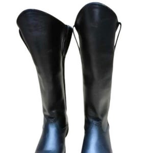 Handgefertigte Schwarze Leder Kavallerie Stiefel: Knieschützer Reitschuhe
