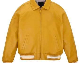 Men's Real Leather Bomber Jacket: Avirex Style Flight Jacket