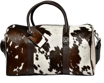 Luxury Genuine Cowhide Leather Duffel Bag – Handmade Weekender Travel Bag for Men & Women