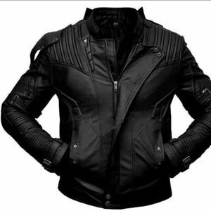 New Men's Genuine Lambskin Leather Jacket Black Motorcycle Biker Jacket.
