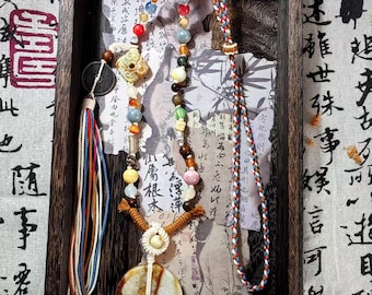 Custom Serpentine Jade Taoist Coin Pendant: Handmade Luck Amulet