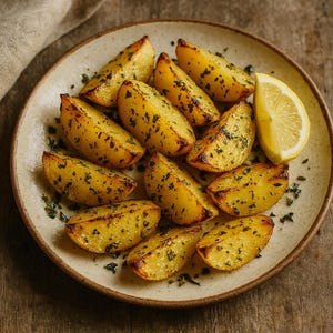 Receta de papas asadas al limón al estilo griego rústico / Descarga digital en PDF / Receta familiar tradicional / The Olive & The Fig / Receta imprimible