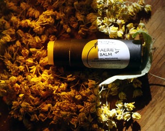 Faerie Balm - organic herbal lip balm and moisturizer in pastel paper push up tube .21 oz or black paper tube .5 oz