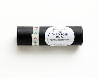 Wild Rose Balm - Organic Beauty Balm, Lip Balm, Handmade with Infused Wild Roses, Eco Friendly Tube, .21 oz or .5 oz -HANDWRITTEN LABEL