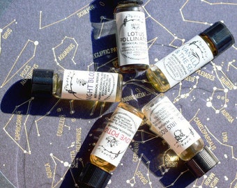 Set of 5 Natural Perfume Minis ~ CHOOSE YOUR SCENTS - decadent scent art, sample set, organic, 100% natural, 1ml each