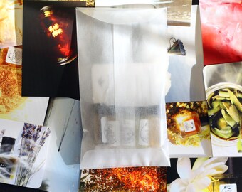 Discovery Set ~ 5 Natural Perfume Minis ~ decadent scent art, sample set, organic, 100% natural, 1ml each ~ choose your scents
