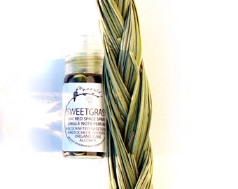 Sweetgrass Single Note Perfume Mist for Sacred Space and Sweet Energy  - 3 or 10 ml spray bottle