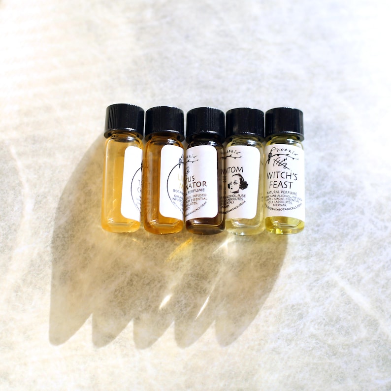 Mini Perfumes Set of 5 - Discovery Set ~ decadent scent art, sample set, organic, 100% natural, 1ml each ~ choose your scents image 4