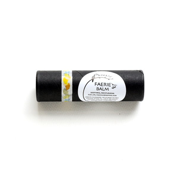 Faerie Balm - organic herbal lip balm and moisturizer in black paper push up tube .3 oz