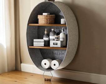 Estante galvanizado para lavabo – Toallero rústico de madera de granja, mueble de pared para baño